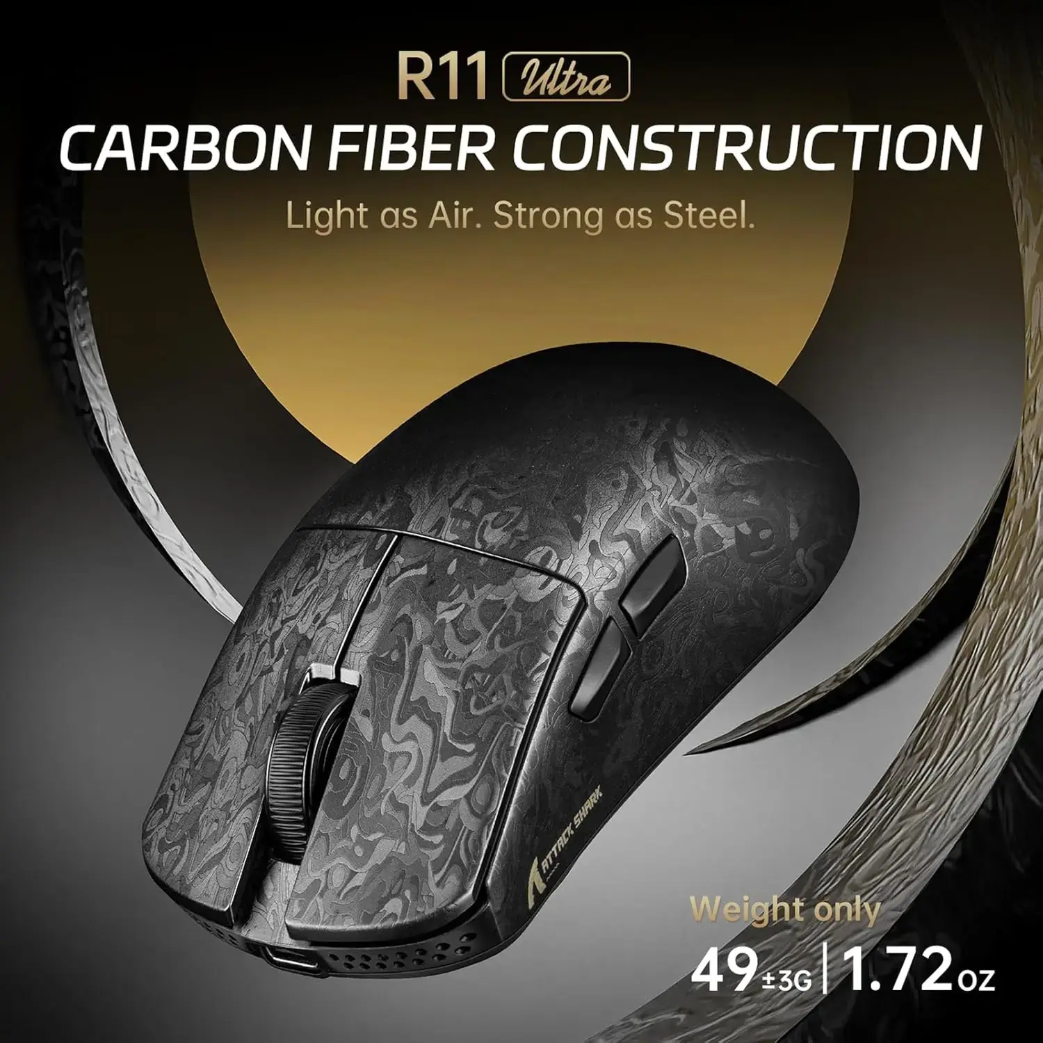MOUSE GAMING ATTACK SHARK R11 ULTRA PAW3950MAX WIRELESS BLACK